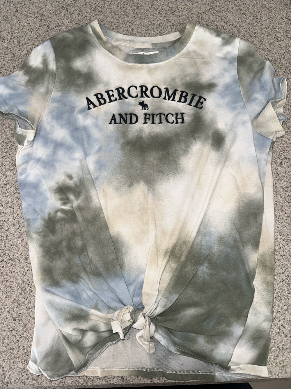 Abercrombie Kids Tie-Dye Logo Tee — Olive Green & Cream